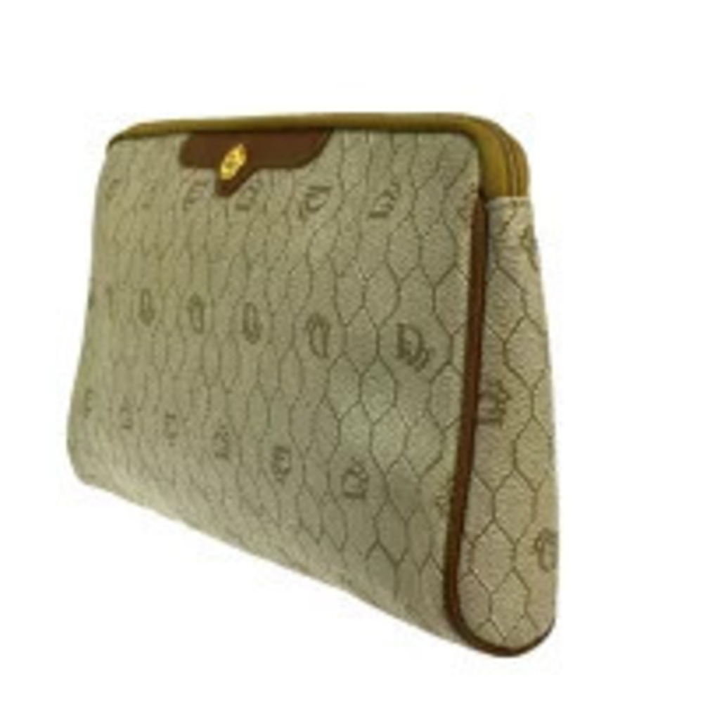 Dior Leather Clutch Christian Pouch Beige Bag  Clutch Tan